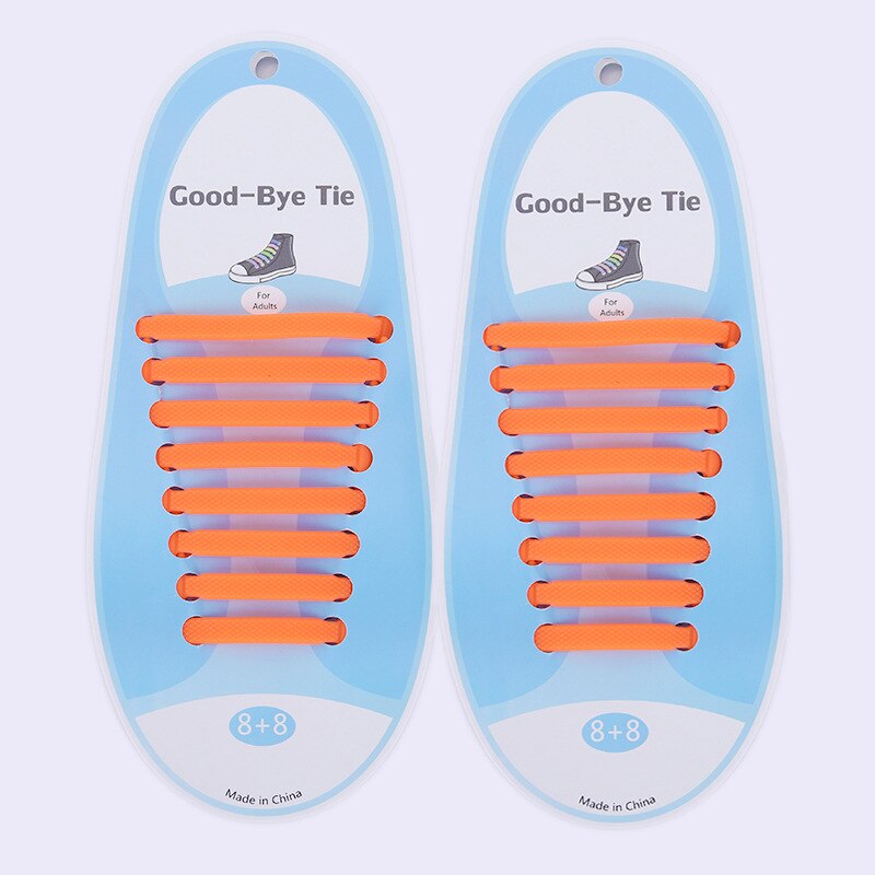 cordones elasticos zapatillas cordones zapatillas cordones elasticos cordones de calzado Cordones elásticos de silicona para zapatos para hombre y mujer, cordones especiales de goma, 13 colores, 16 unids/lote: Orange