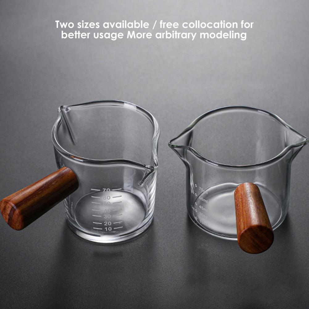 Clear Espresso Shot Glass Double Spouts Glass Measuring Cup Heat-Resistant Handle Scale Wine Milk Coffee Measure Jug