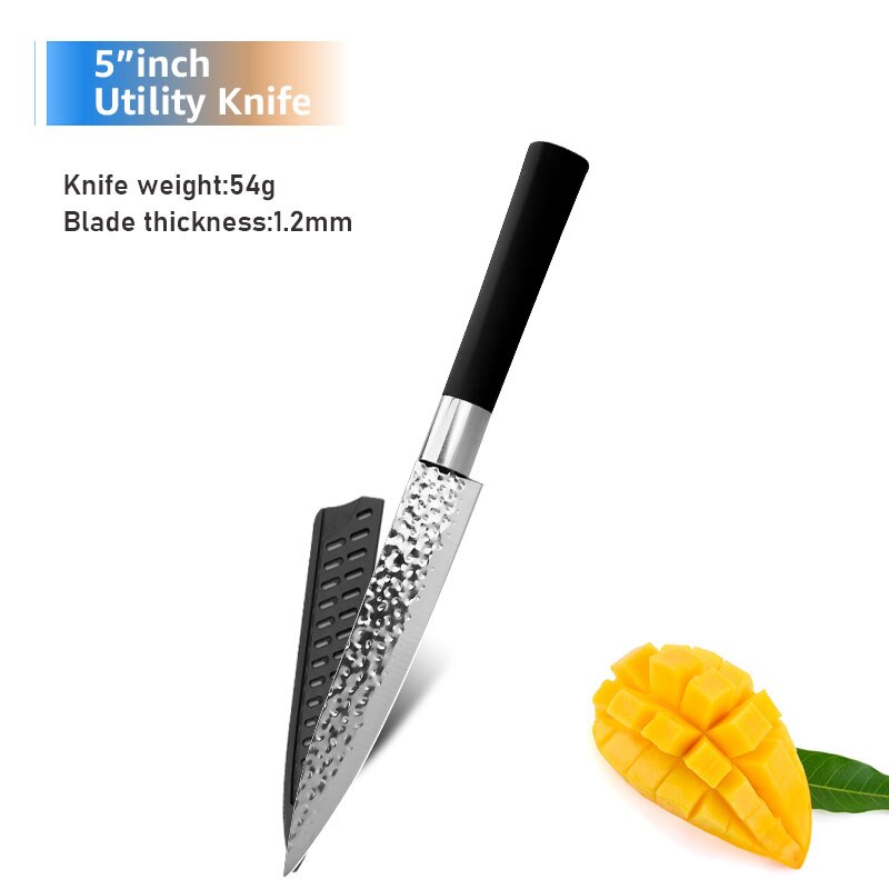 6pcs Knives Kitchen Set Japanese knife Set High Carbon Stainless steel Meat Cleaver Fruit Paring Knife Chef Knives: utility knife