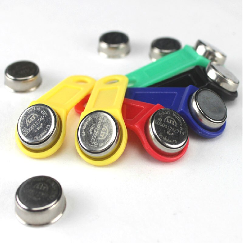 ! 100 pcs Dallas DS1990A DS1990 F5 Serienummer iButton I-Knop elektronische sleutel IB tag kaarten fobs w/ handvat