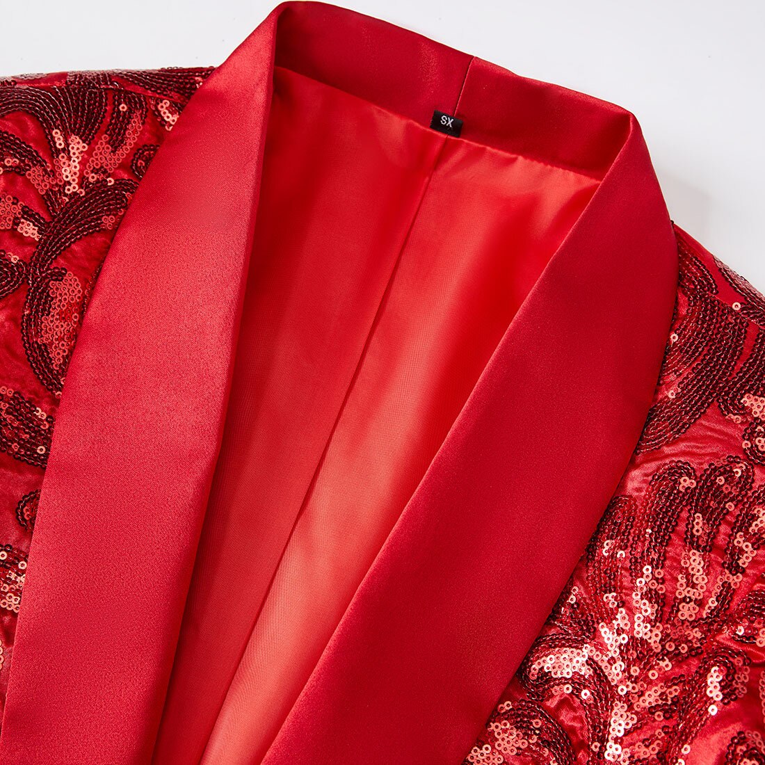 Veste de Costume de luxe en velours rouge pour hommes, Blazer à motif Floral, châle , à revers, Costume de chanteur de scène
