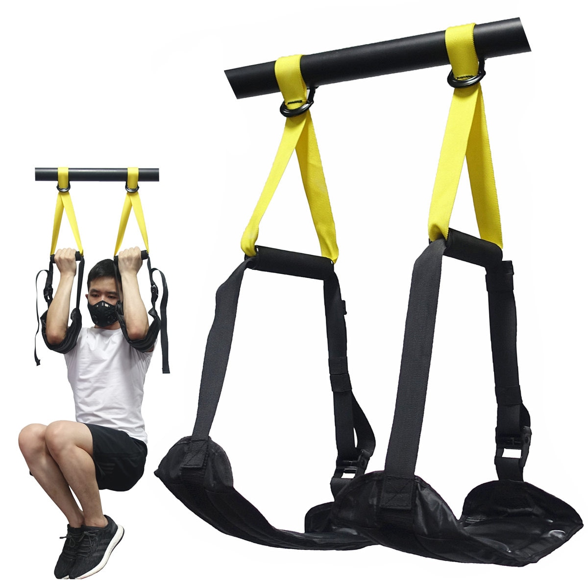 Justerbare ab slynger stropper med håndtag til hjemmet gym pull up bar hængende ben knæ hæve fitness assist træning abdominal træner