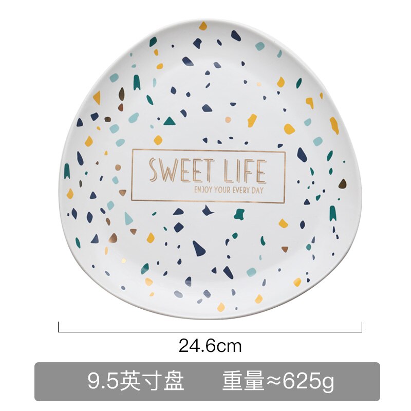 Luxury Serving Plates Set Kids Kitchen Modern Dinnerware Plate Sets Hospitality White Talerze Obiadowe Plates Dinner Serving: 9.5Inch plate