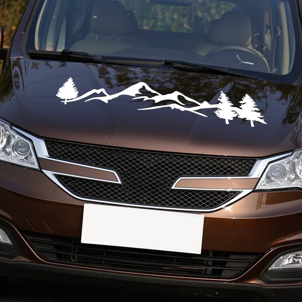 100cm Schwarz/Weiß Baum Berg Auto Decor PET Wald Aufkleber Auto Aufkleber Für SUV RV Camper Offroad Auto styling