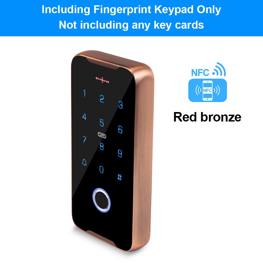 Mobile Phone NFC Access Control Keypad RFID Keyboard Access Controller System Fingerprint IP68 Waterproof 13.56MHz Card Reader: Red Keypad ONLY