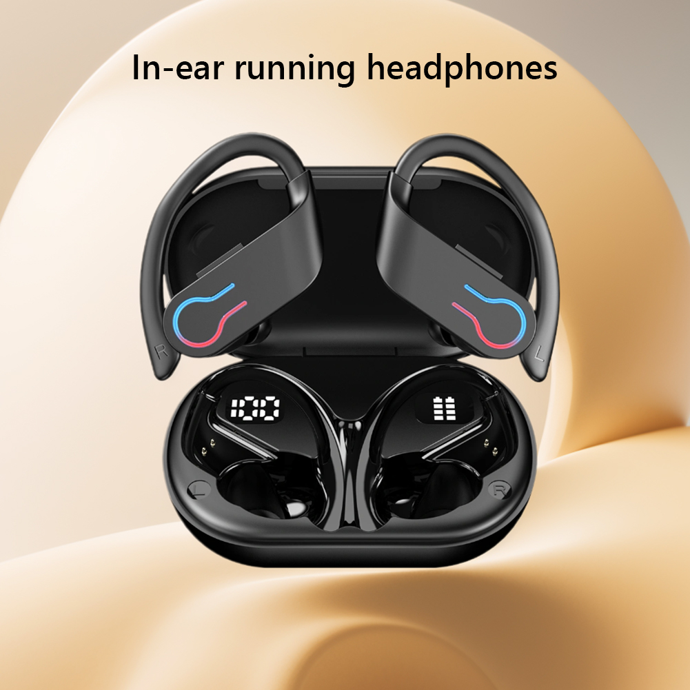Wireless Earbuds with Earhooks Built-in Mic Earphones BT 5.3 Waterproof Headset Ear Buds for Sports/Workout/Running
