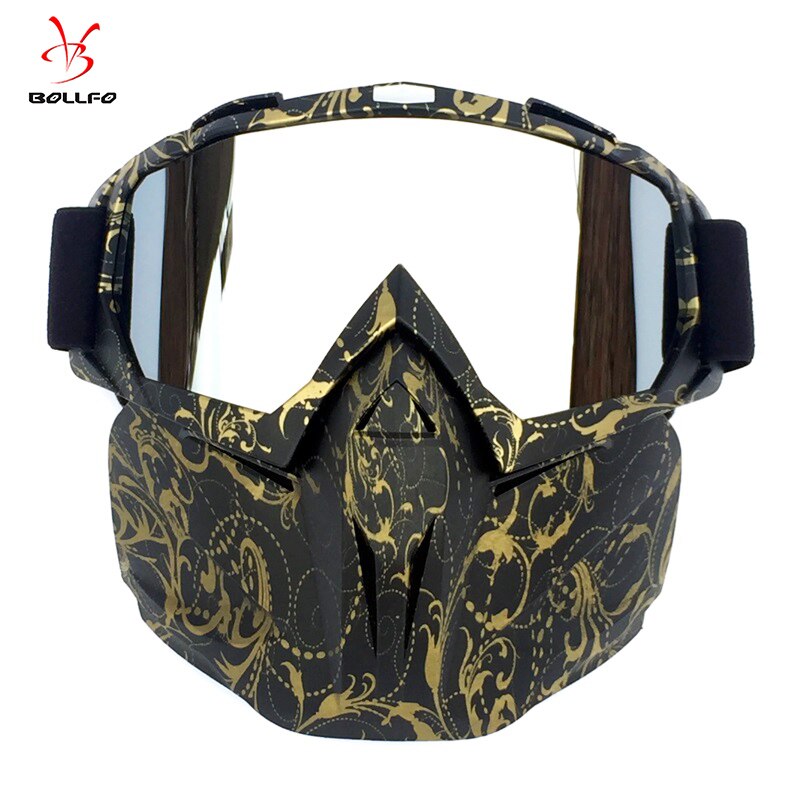 Bollfo Ski Snowboard Bril Sneeuwscooter Skiën Goggles Winddicht Skiën Glas Motocross Zonnebril Met Mond Filter Earware: HXSBF65803