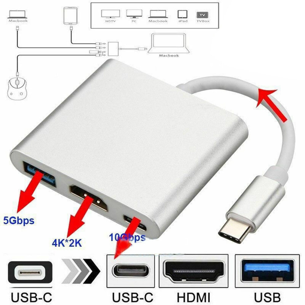 Thunderbolt 3 Adapter Usb Type C Hub Naar Hdmi 4K Ondersteuning Samsung Dex Modus USB-C Dock Met Pd Voor macbook Pro/Air
