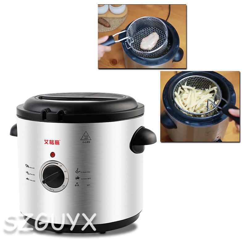 Mini freidora eléctrica extraíble, 1,5 l, antiadherente, olla única, herramienta de cocina para patatas fritas
