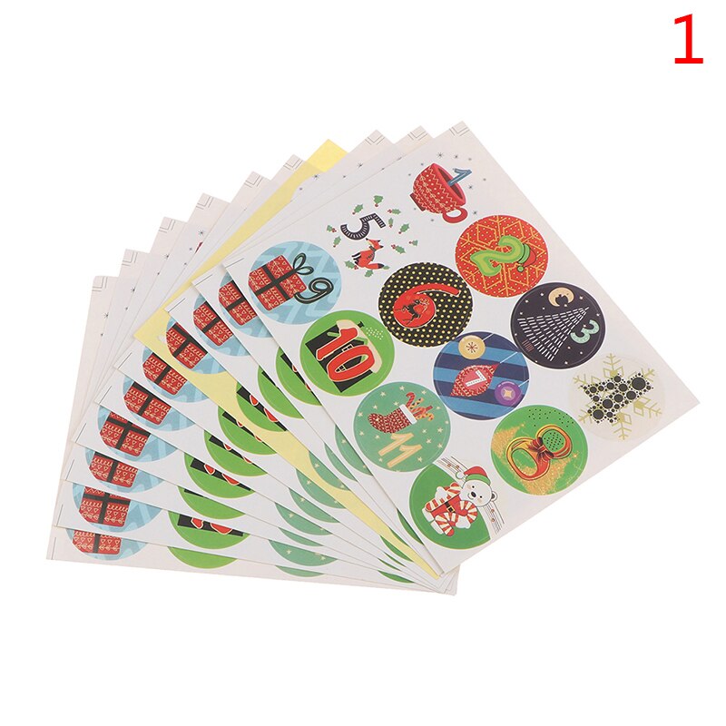 Pegatinas de calendario con cuenta regresiva de Adviento para Navidad, 120 Uds., bolsas de , sellos de etiquetas: 1