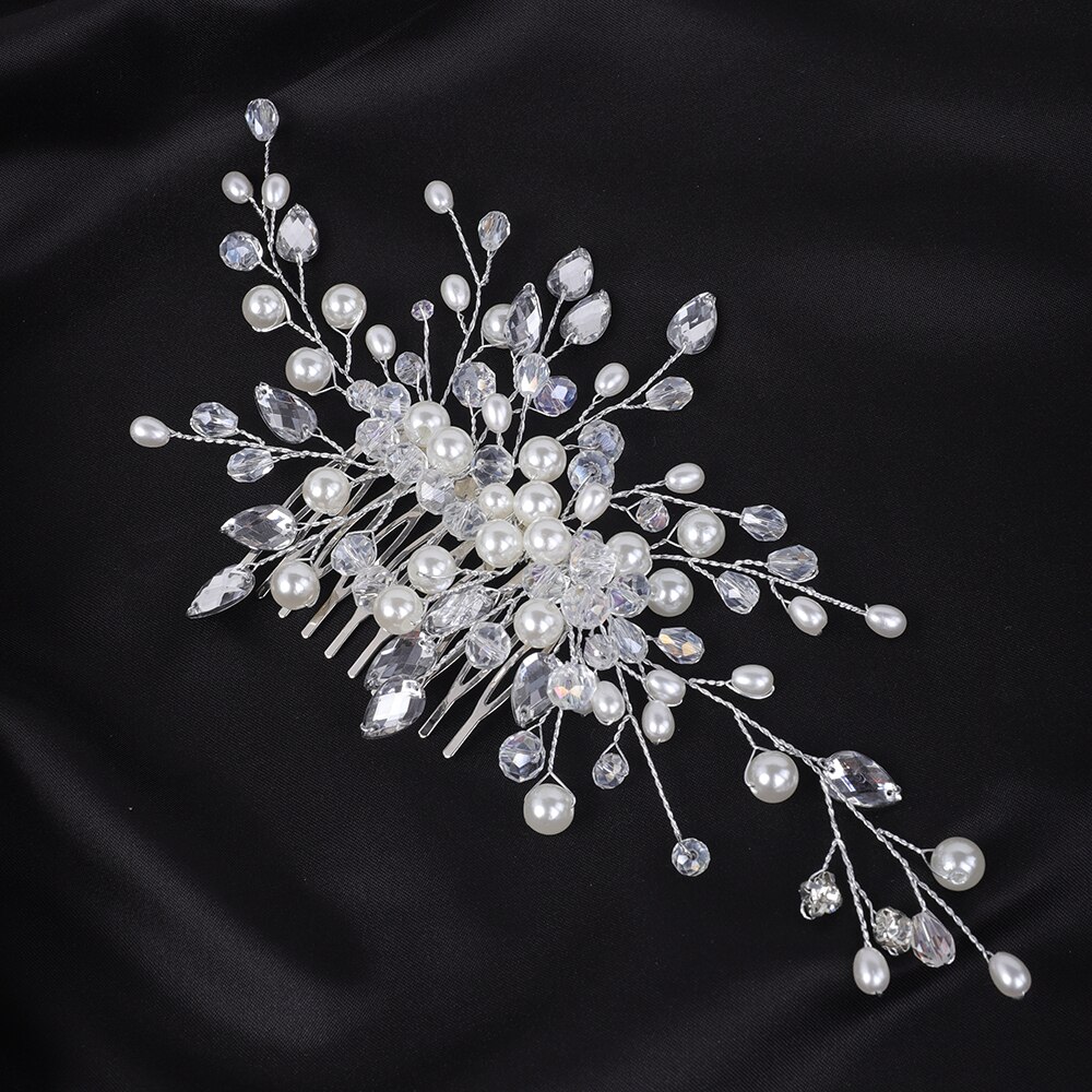 Zilveren Bruiloft Accessoires Voor Haarband Vrouwen Haar Kam Party Haar Sieraden Bruids Strass Haar Decoratie Haar Clips