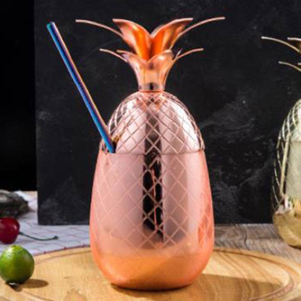 Gorące wyprzedaże!!! 550ml ananasowy kształt moskwa muł miedziany kubek koktajl kawa mleko kubek Drinkware unikalny kubek koktajlowy kształt ananasa