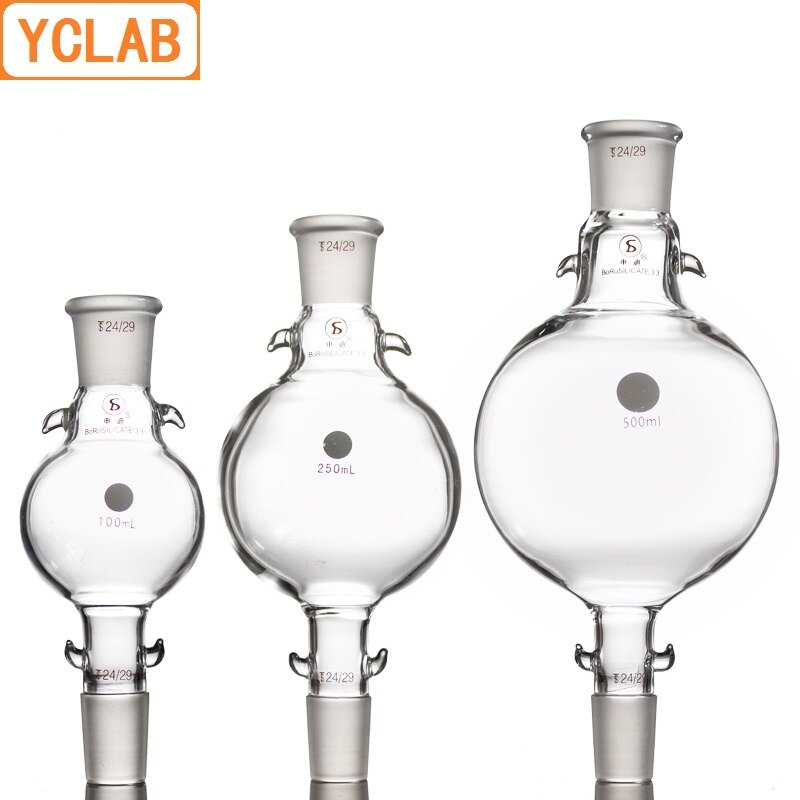 YCLAB 250mL Liquid Storage Ball Chromatography Reservoir Flask 24/29 Ground - In Mouth Borosilicate 3.3 Glass Chemistry Labware