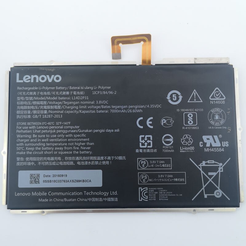 used parts Tab 10 L14D2P31 7000mAh Battery For Lenovo Tab 3 10 TAB3 10 Business TB-X103F TB-X70L X70 X70N X70F