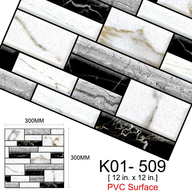 Kaguyahime 3D DIY Self Adhesive Wall Stickers 10pcs/lot Mosaic Tiles Waterproof Wallpaper Decoration For Kitchen Home Stickers: K01