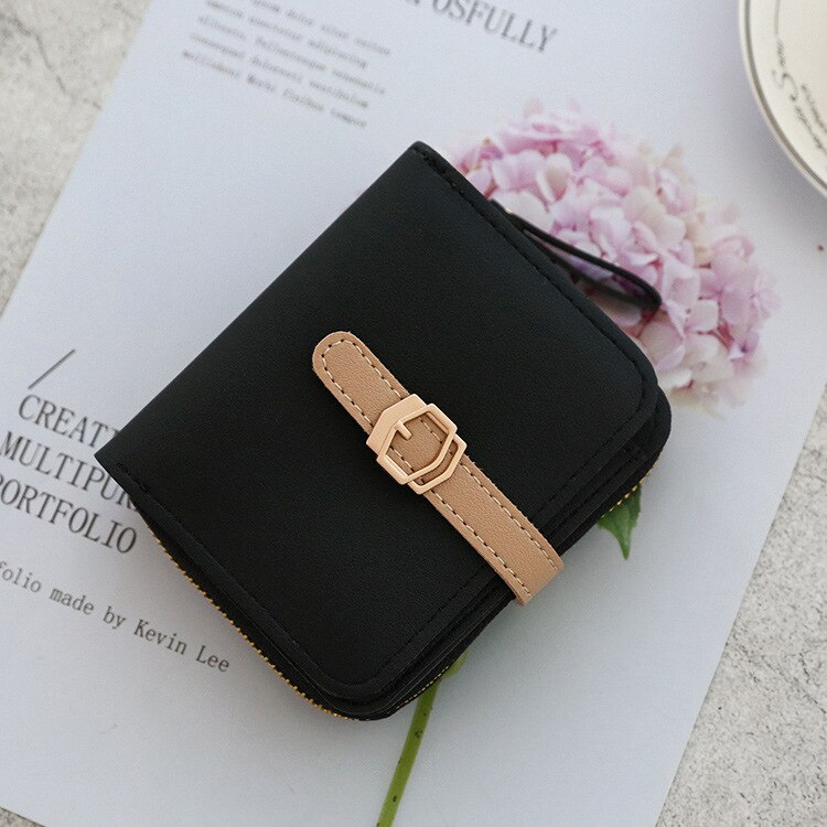 Women's Wallet Short Women Coin Purse Wallets For Woman Card Holder Small Ladies Wallet Female Hasp Mini Clutch For Girl: Black