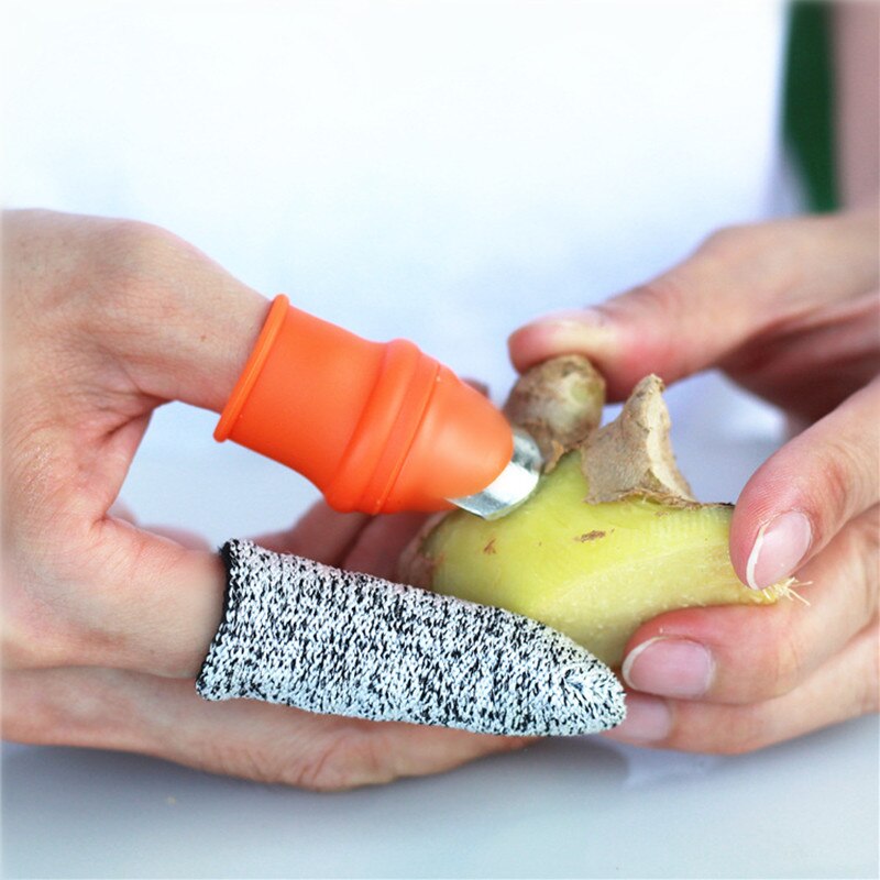 Protège doigts en silicone couperet, gants de jardin pour couteau de récolte de légumes, ciseaux anneaux de coupe, ou lame de plante: Trumpet 5A