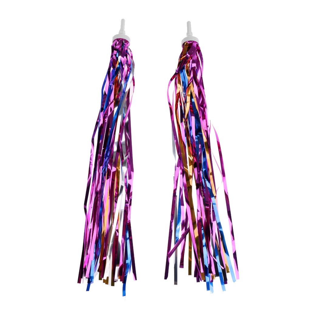 2Pcs Sparkly Tinsel Streamers Bike Bicycle Tricycle Streamers Handlebar Grips Decoration Tassels Kids Girls Boys