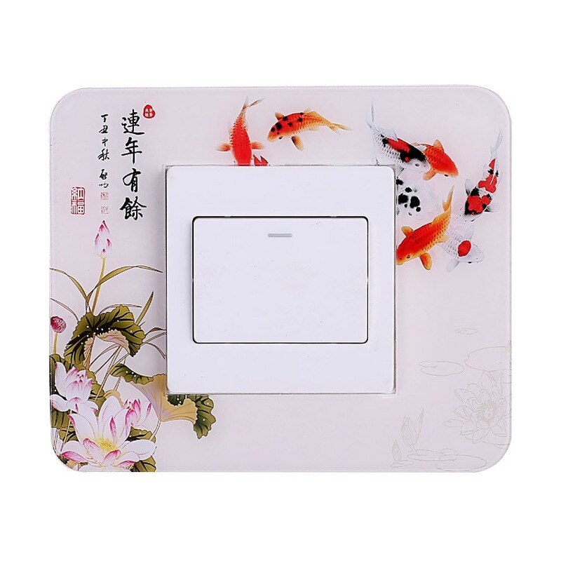 Traditional chinese style Acrylic Socket switch sticker Wall stickers Home decor Living room decoration Light switch cover plate: O