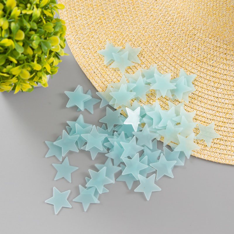 100Pcs 3D Stars In The Dark Glow Wall Stickers Children's Glow Fluorescent Wall Stickers Home Decoration Bedroom Ceil Decoration: blue