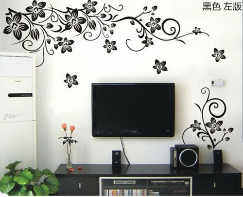 Vin væg klistermærker blomst væg klistermærke aftagelig kunst pvc hjem indretning stue blomster væg klistermærke tv baggrundsdekaler: Default Title