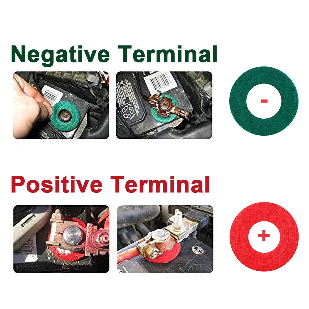 Battery Terminal Gasket Pads Anti Corrosion Washers Auto Car Fiber Thick Felt Battery Terminal Protector 2PCS=1SET 1 Red+1 Green