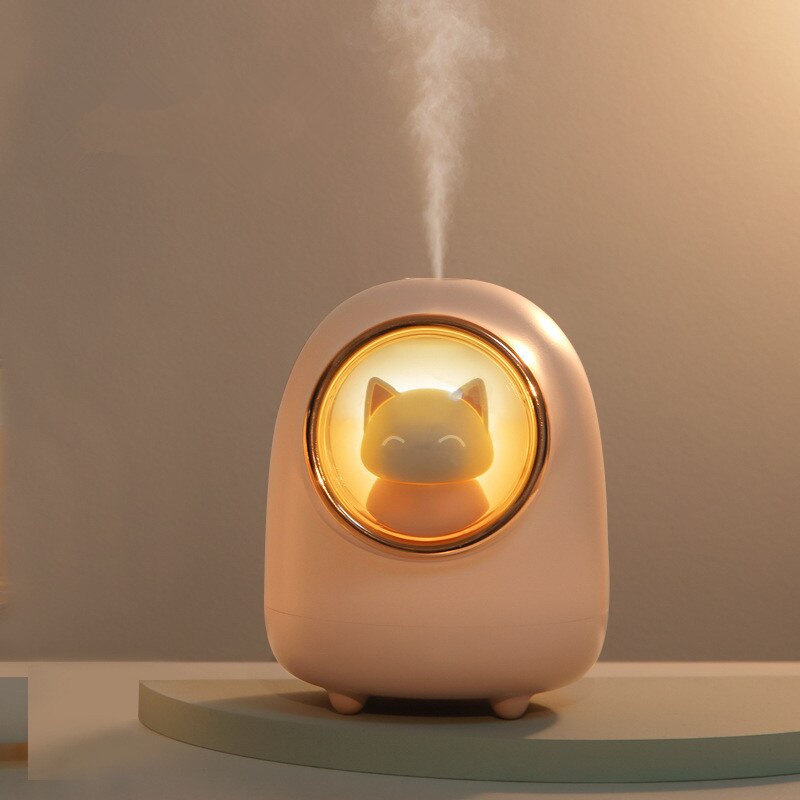 M08/M23 350 / 200ML Evaporative Air Humidifier Wireless Space Capsule Cute Pet Mist Maker With LED Night Lamp: M08 Pink