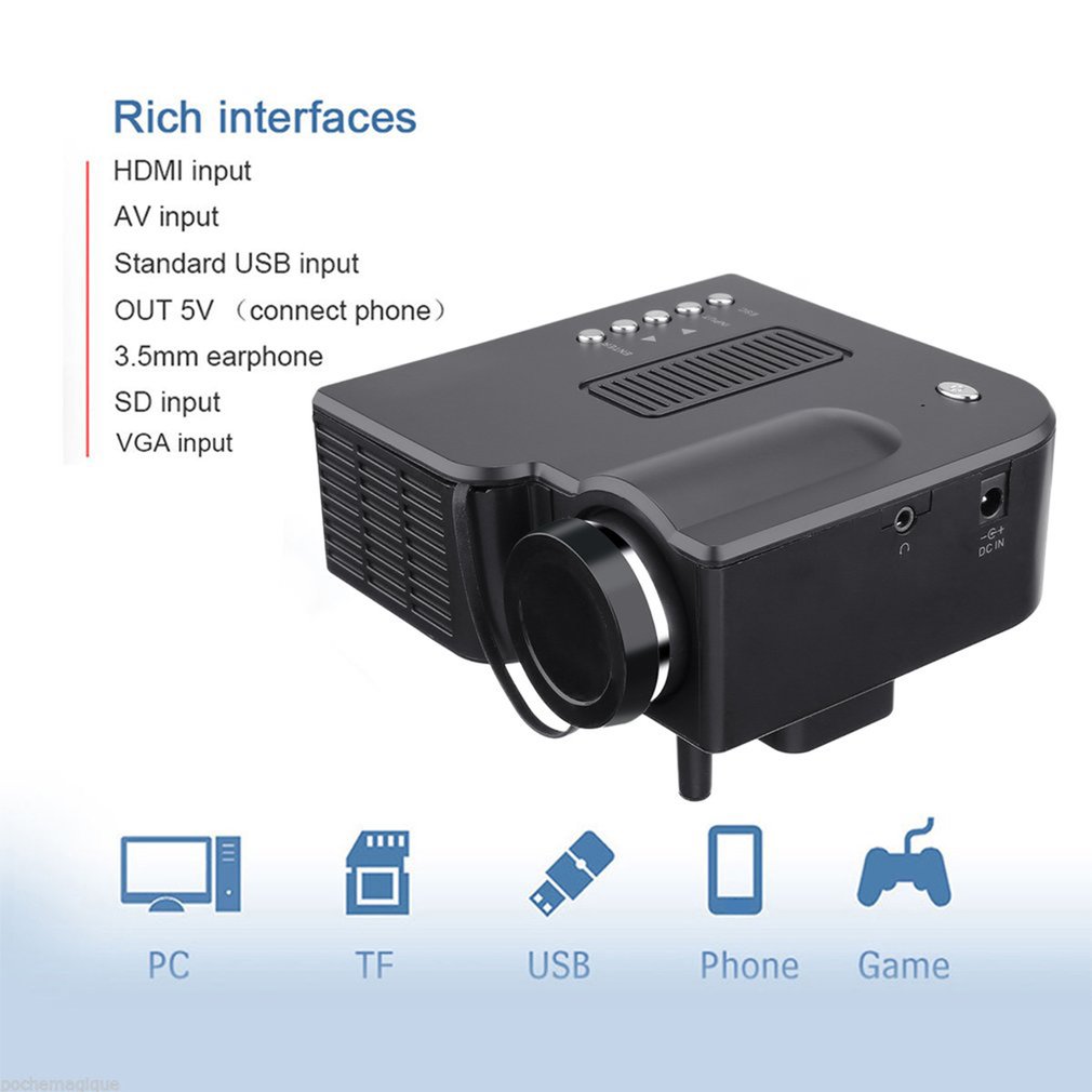 UC28 Mini projector HD Home 1080P Portable Home Theater Wired LED Projector LCD Display Technology for Conference System