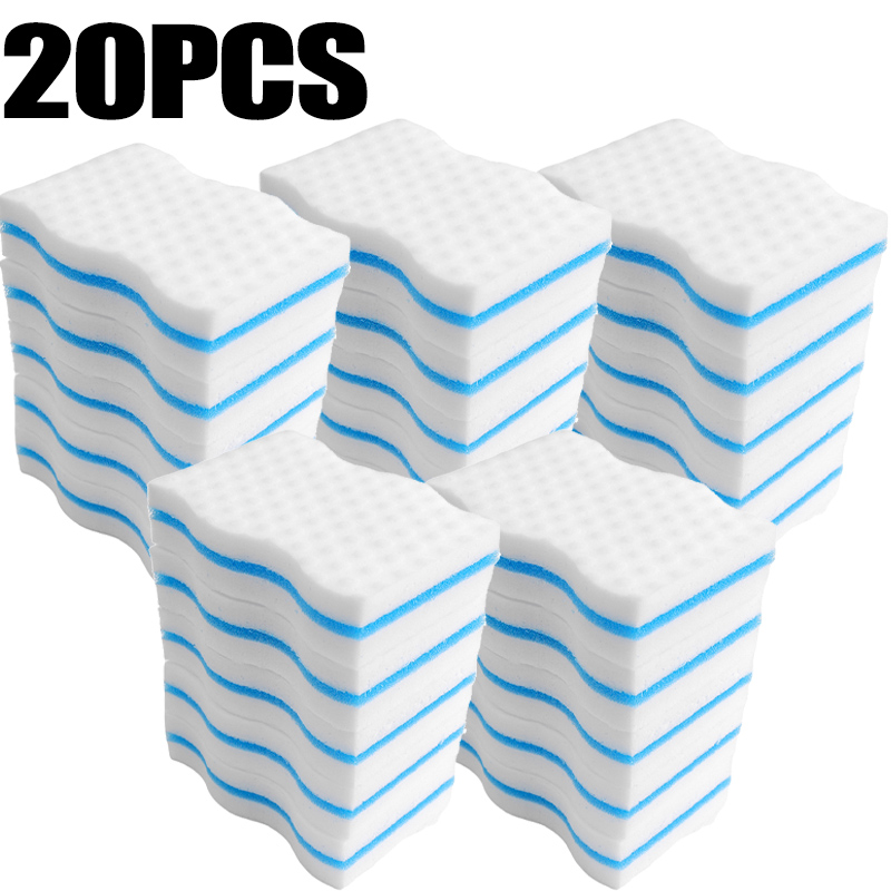 3 Layer Magic Sponge Eraser Cleaning Pads for Bathroom Kitchen Floor Bathtub Toilet Baseboard Wall Cleaner Blue White Sponge: MULTI