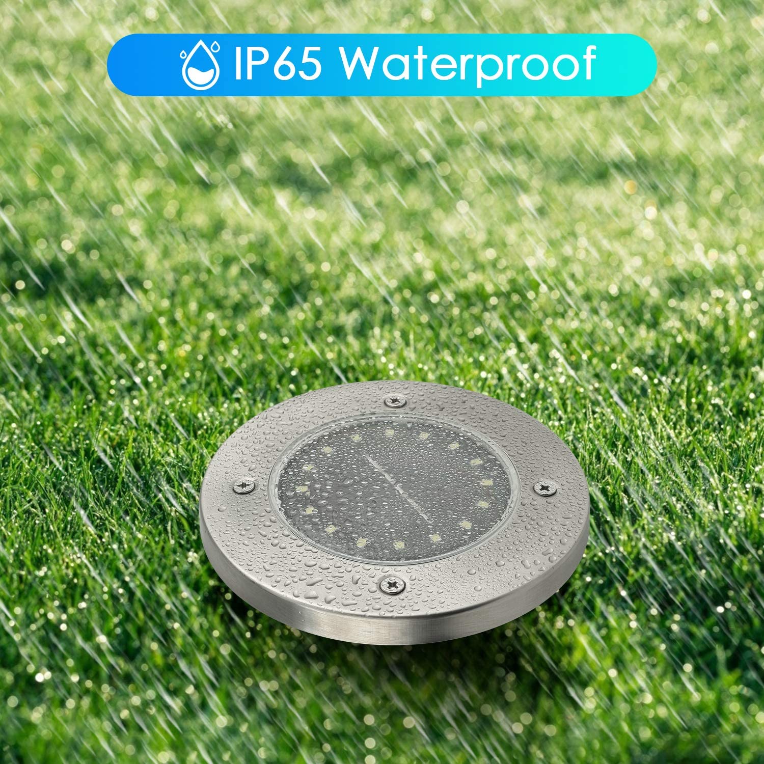 Zonne-grondverlichting, 16 led-zonnetuinverlichting, waterdichte buitenverlichting voor in de grond, op zonne-energie werkende schijfverlichting voor in de tuin, gazonlamp