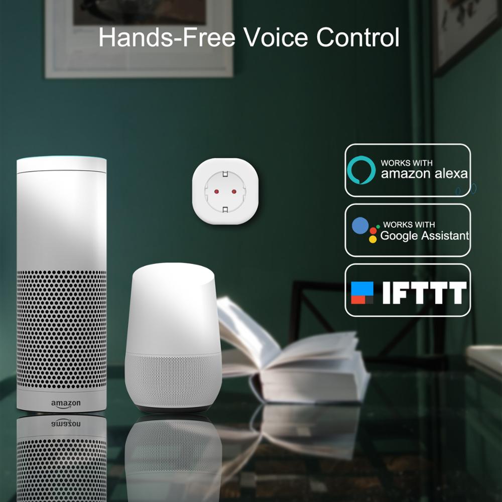 Girier smart plug  eu 10a med strømmonitor wifi strømstik stikkontakt timing/voice/tuya app kontrol fungerer med alexa google home