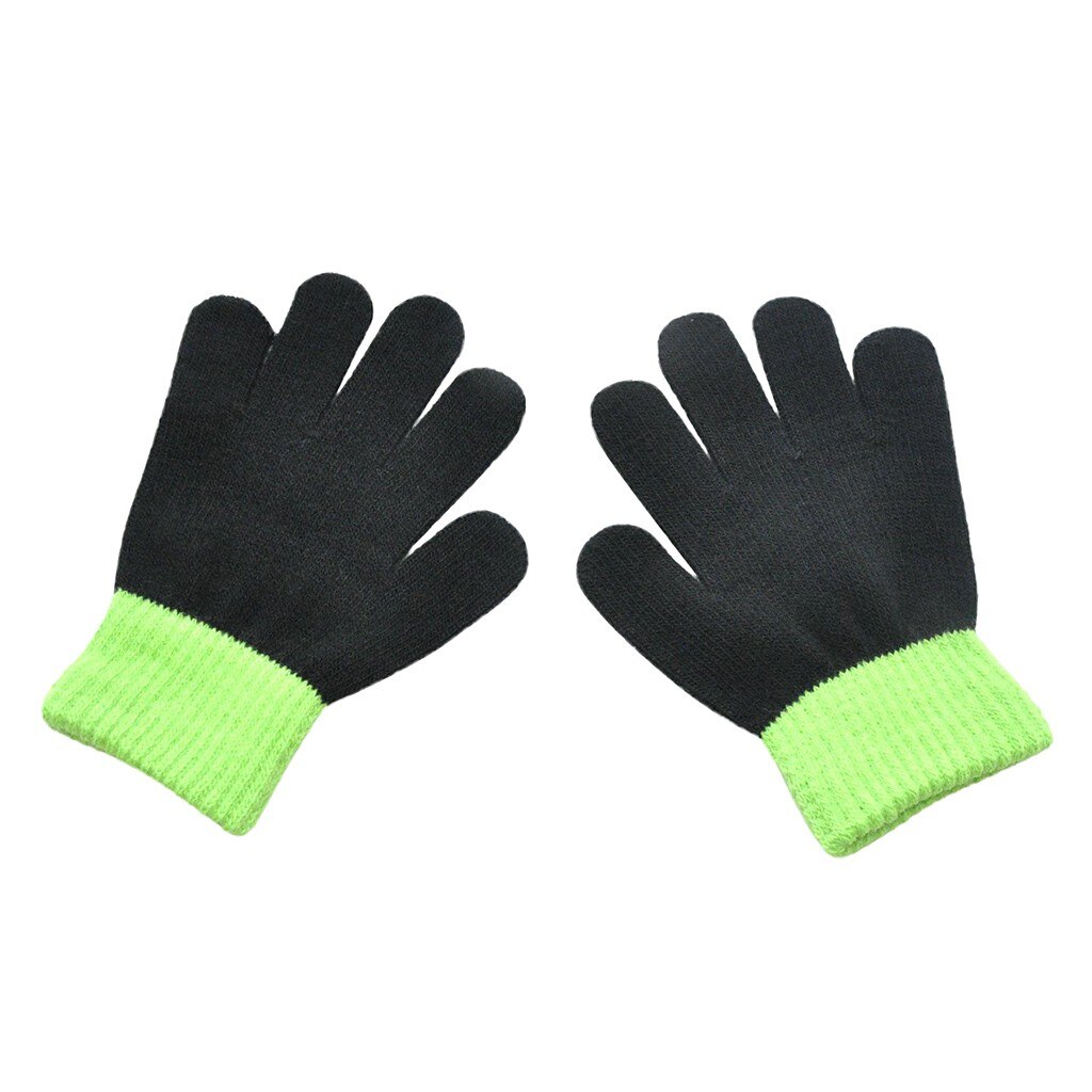 Kinderen Kids Magic Winter Handschoenen Colorblock Volledige Finger Warm Gebreide Handschoenen Jongens Meisjes L1031