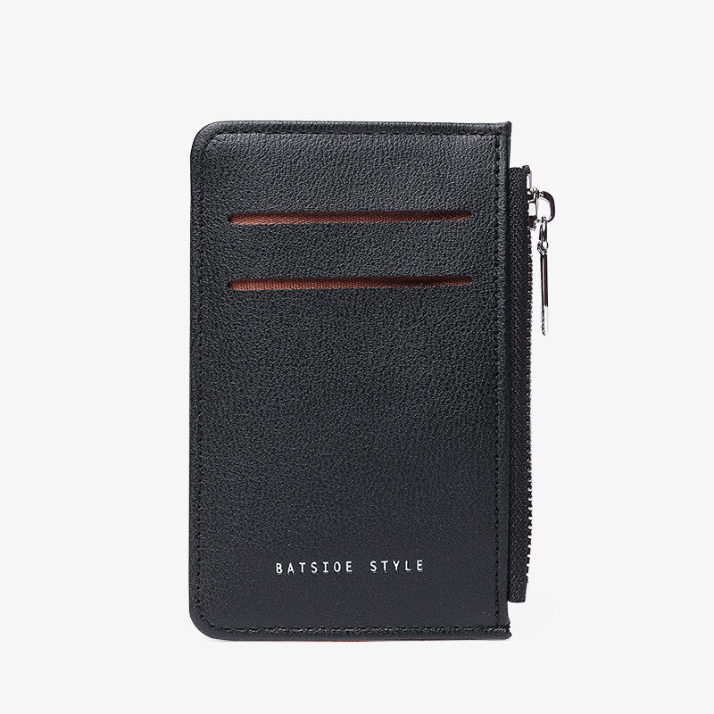 Purdored 1 Pc Unisex Slanke Kaarthouder Voor Vrouwen Pu Lederen Dunne Visitekaartje Portemonnee Rits Portemonnee Kaarthouder case: black