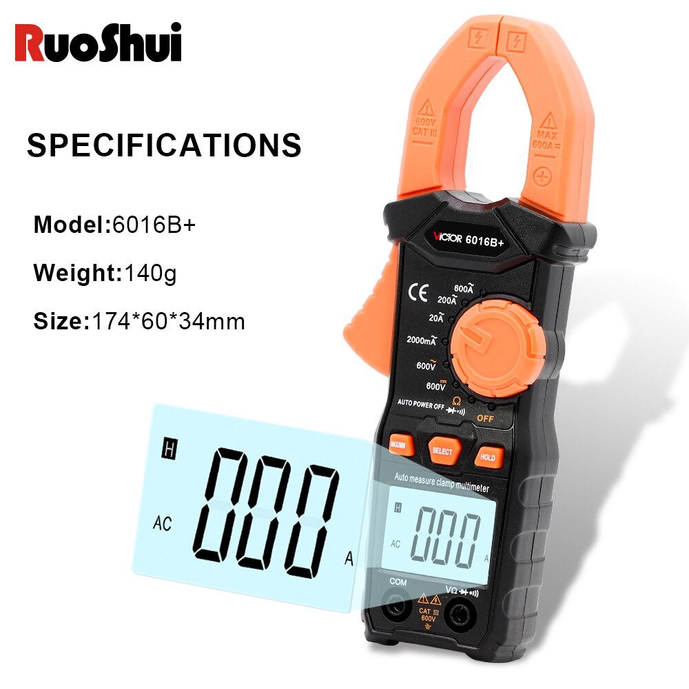 Digital Clamp Meter AC DC Multimeter Pinza Amperimetrica Auto Range True RMS High Precision Capacitance NCV Ohm MAX/MIN Tester