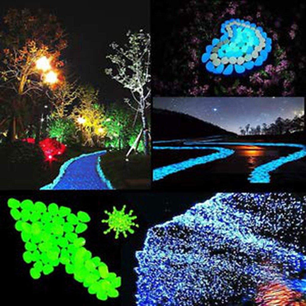 100 stuks glow in the dark tuinkiezels, lichtgevende stenen, stenen voor looppaden, tuinpaden, patio's, gazons, tuindecoratie, lichtgevende stenen
