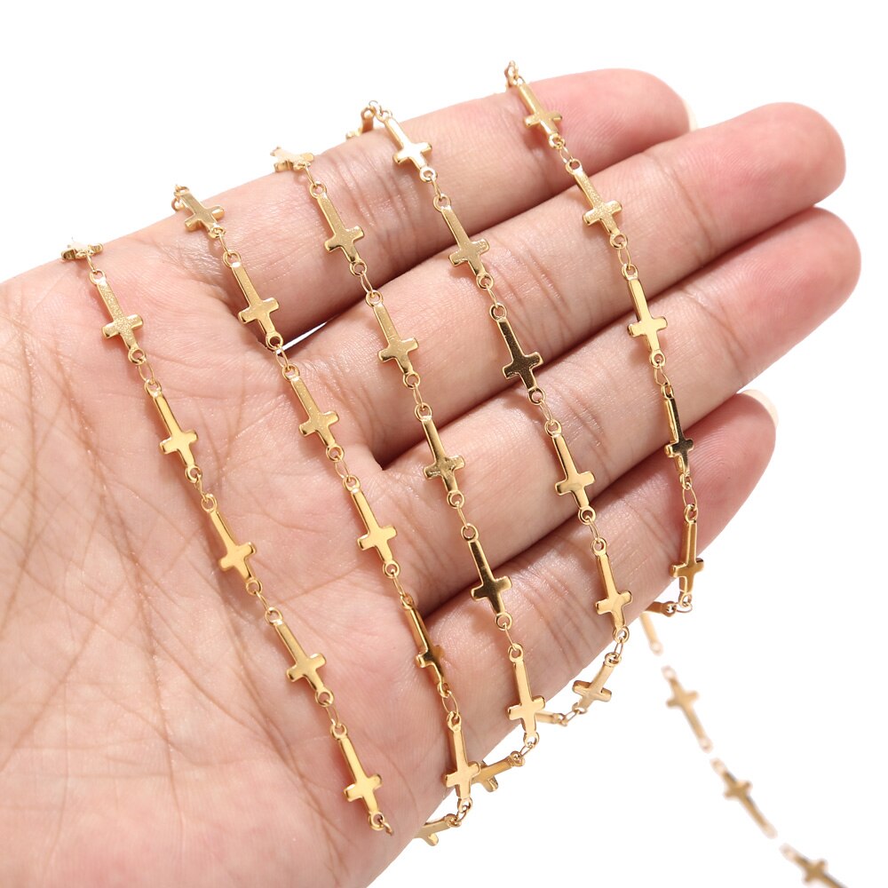 1meter stainless steel cross link chain DIY jewelry finding 5MM width