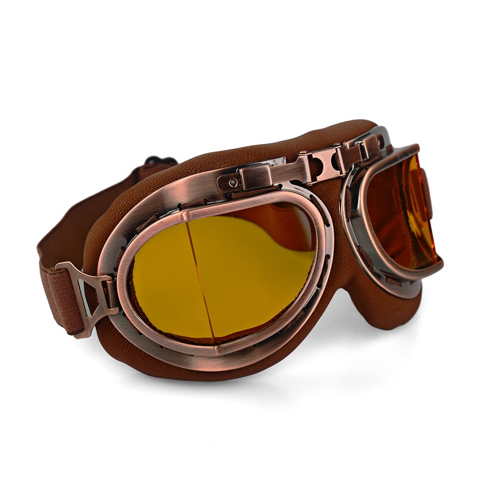 Lunettes de Moto rétro classique café racer, Vintage, pour Harley Pilot, pour casque, Protection UV: Yellow lens