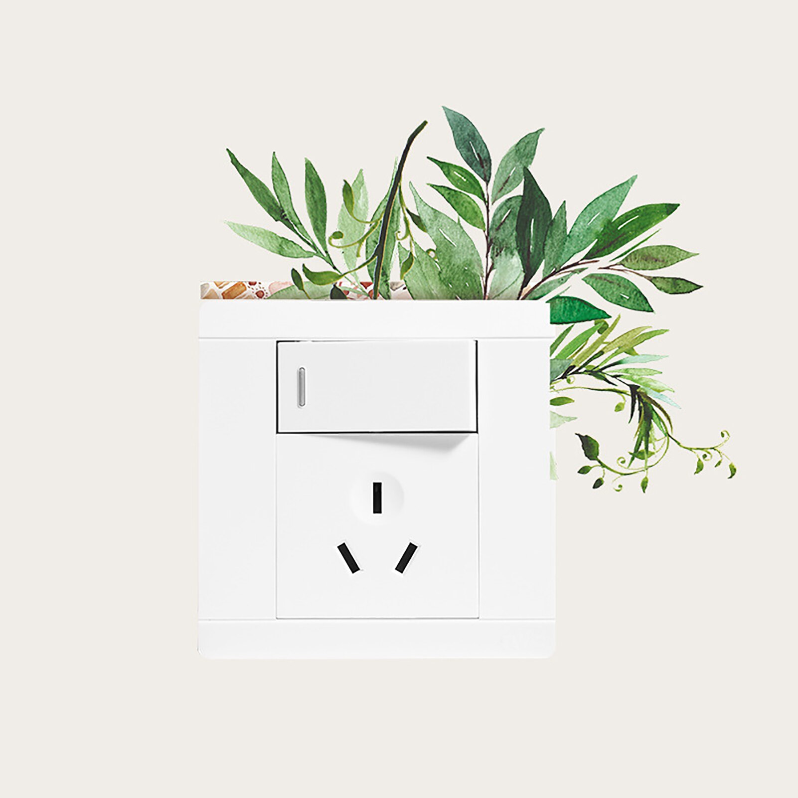 Green Leaves Home Luminous Switch Protective Cover Wall Sticker Socket Decor
