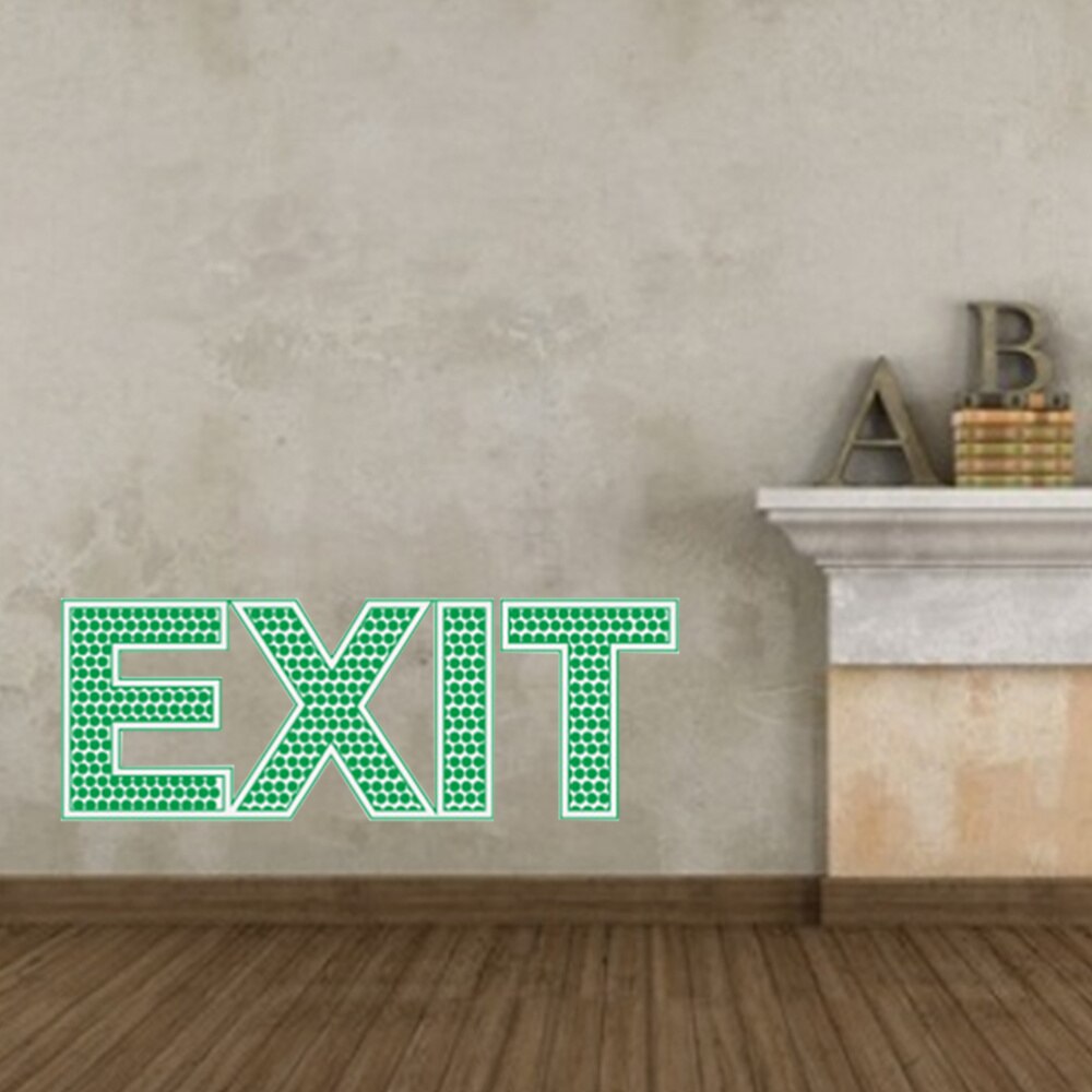 Exit Sign Noctilucence Lichtgevende Muursticker Sticker Emergency Deur Gate Veiligheid Teken (6.5X19Cm): Default Title