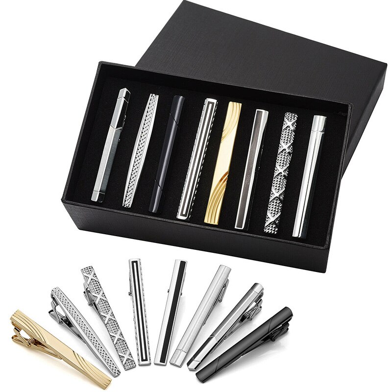 Bar Necktie 8pcs Steel Set Stainless Pin luxury Set Accessories 8pcs Business Ties Mens Clasp Tie Tie Clip Clip Tacks Sets: X4946