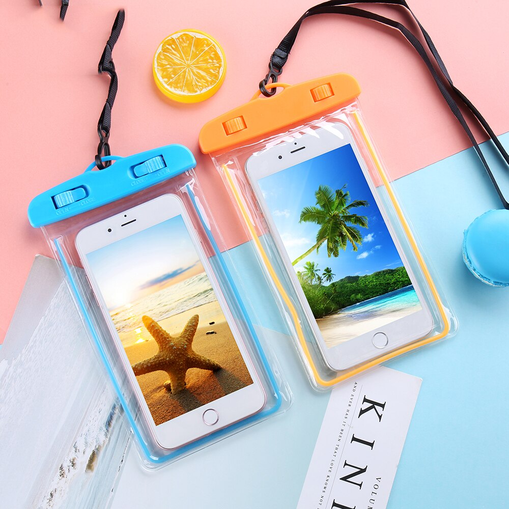 Obobix Waterdichte Telefoon Bag Case Voor Iphone 11 Pro Max Lichtgevende Zomer Onder Water Phone Pouch Voor Samsung Galaxy A40 a50 S10 S9