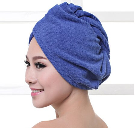 Wontive mikrofiber efter brusebad hår tørring wrap kvinders piger damehåndklæde hurtigtørrende hår hat kasket turban hoved wrap badeværktøj: Blå