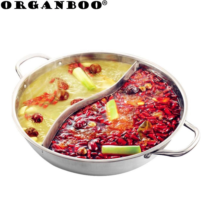 Organboo gryte i rustfritt stål tvillingdelt kokekar induksjon liten sau gryte styrt kompatible suppe glad gryter 28cm