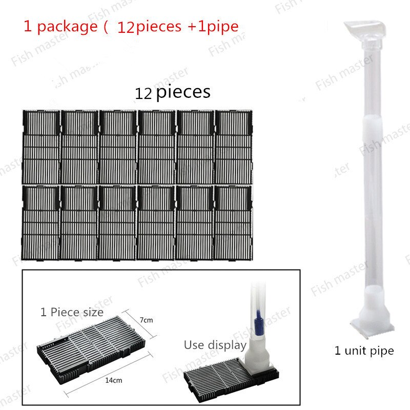 aquarium fish tank under gravel filter bottom sand filter 12/16/20/24/28/32 pcs plates+ extensible pipe: 12 pieces and 1 pipe
