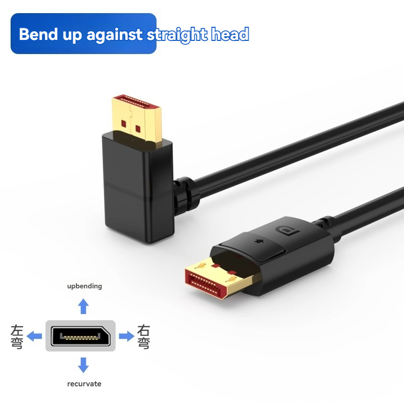 DP2.1 90 Grad rechtwinklige Biegung Displayport Spiel E-Sport Computer Monitor Videoleitung 2K@240 4K@240: green / 3m