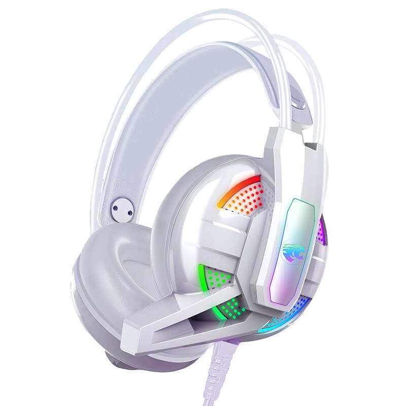 PS4 Gaming Hoofdtelefoon 4D Stereo Rgb Licht Koptelefoon Video Game Headset Met Microfoon Voor Xbox One/Laptop/ pc Tablet Gamer: white-RGB light