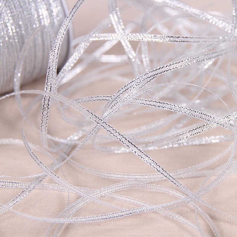 20 Yards 3mm Zilver/Goud Zijde Satijn Lint Party Thuis Bruiloft Decoratie Cadeaupapier Kerstmis Nieuwjaar DIY materiaal