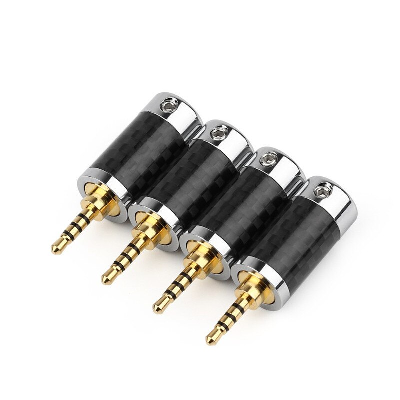 2.5 mm Jack Headphone Plug 4 Pin 2.5mm TRRS Connector Carbon Fiber Audio Adapter Male For Soldering 6.2mm Earphone Cable