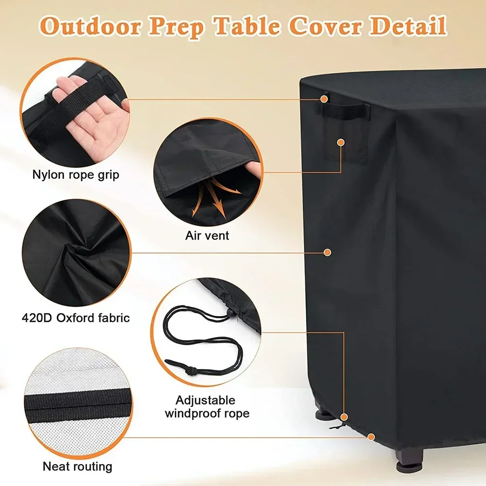 Waterdichte, verplaatsbare eettafel voor buiten, pizzaoven, terrasgrill, tafelhoes voor terras, buitenkeuken, barbecue, gasgrillhoes