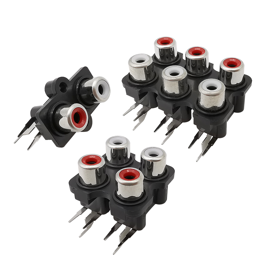 5Pcs/Lot 2/4/6 Hole RCA Female Stereo Audio Jack AV Audio Input Socket Connector Lotus Row Amplifier Interface Signal Connection